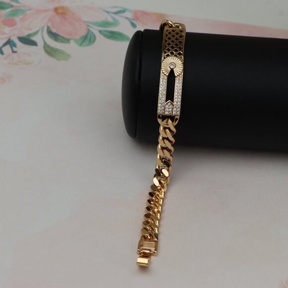 Rose Gold Bracelet with Diamond Sunray and Cutout Detailing, XPBL0707 - Picture 10 of 12